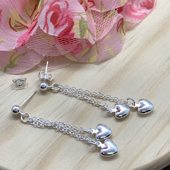 Silver Heart Earrings - Picture 2 of 4